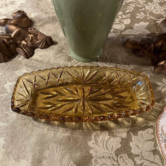 Vintage Dining Vintage Hazel Atlas Celery Relish Tray Amber Glass Star Pattern Poshmark